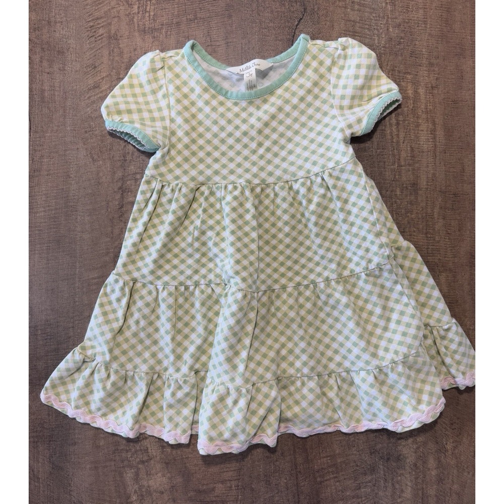 Matilda Jane Brilliant Daydream Easy as Pie Green Gingham Dress Girls Size 2